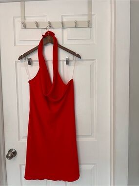 Jessica Simpson Red Halter Cowl Neck Mini Dress